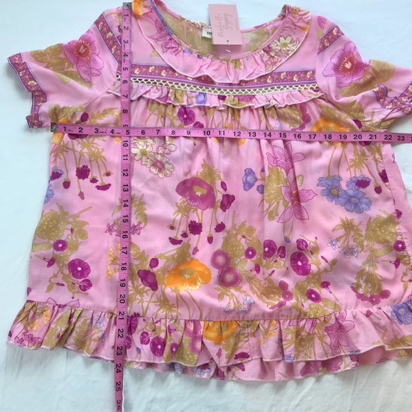 NWT Pastel Pink Floral Ruffle Short Sleeve Blouse - Picture 11 of 11